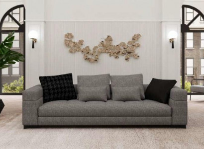 Gray sofa three-seater living room seating furniture wooden frame sofa collection